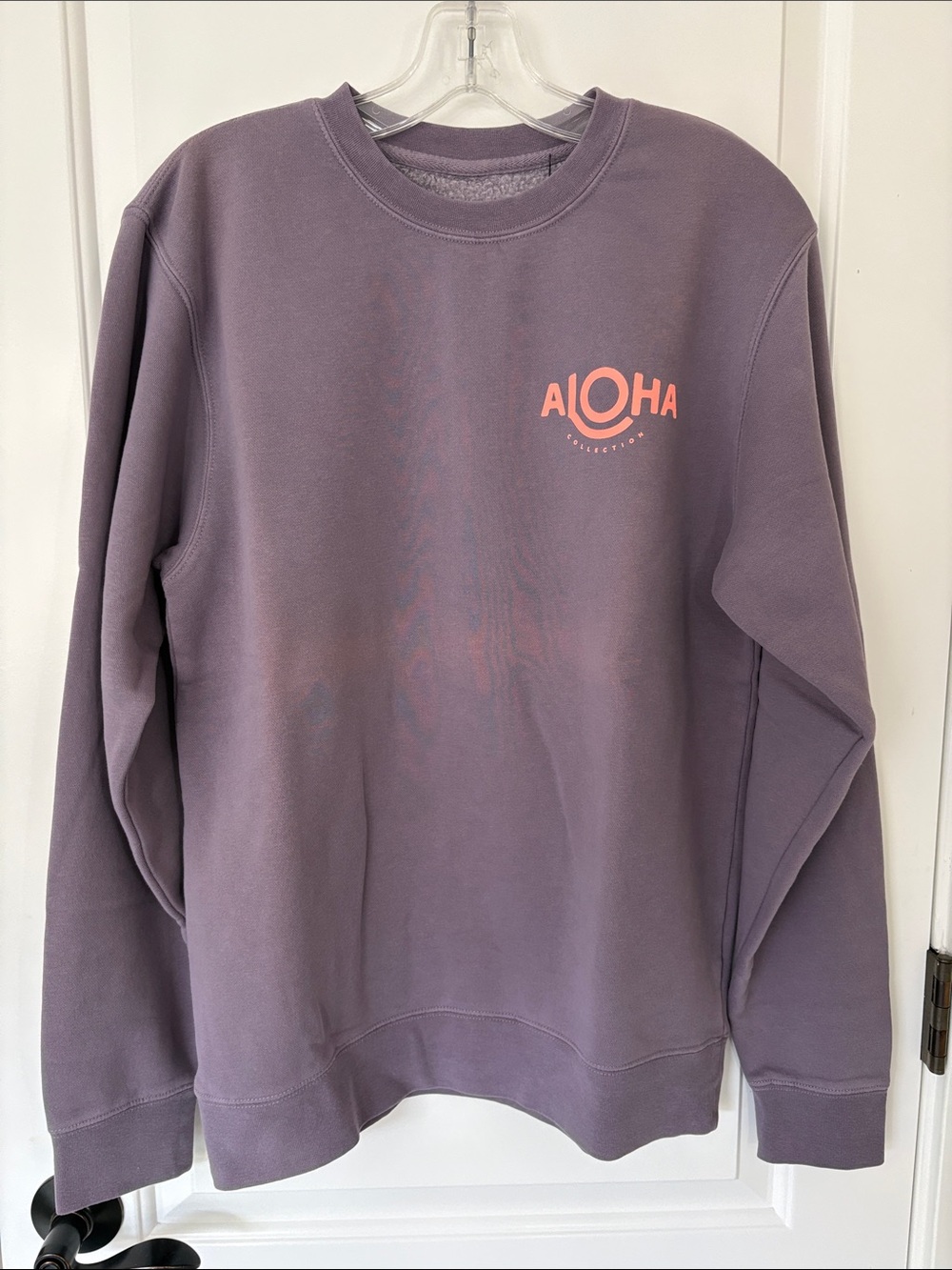 ALOHA Collection Sweatshirt in Dusty Lavender with Coral Logo